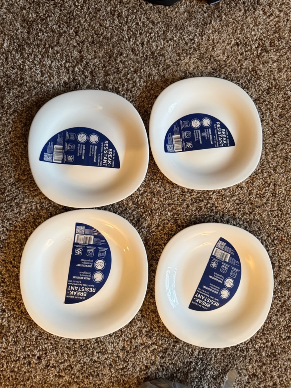 White Break-Resistant Dinner  plates - Set of 4